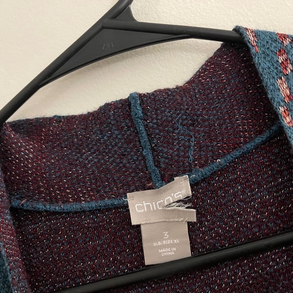 Chico's Textured Metallic Knit Cardigan casual office western bohemian - Picture 2 of 6